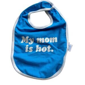 Little Teez Blue "My Mom is Hot" Baby Bib - Cotton